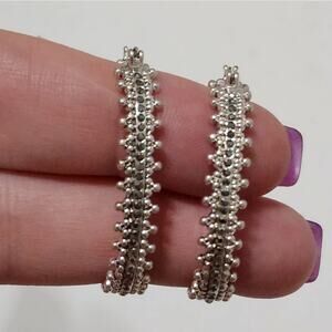 Lucky brand jeweled silver tone‎ hoop earrings new